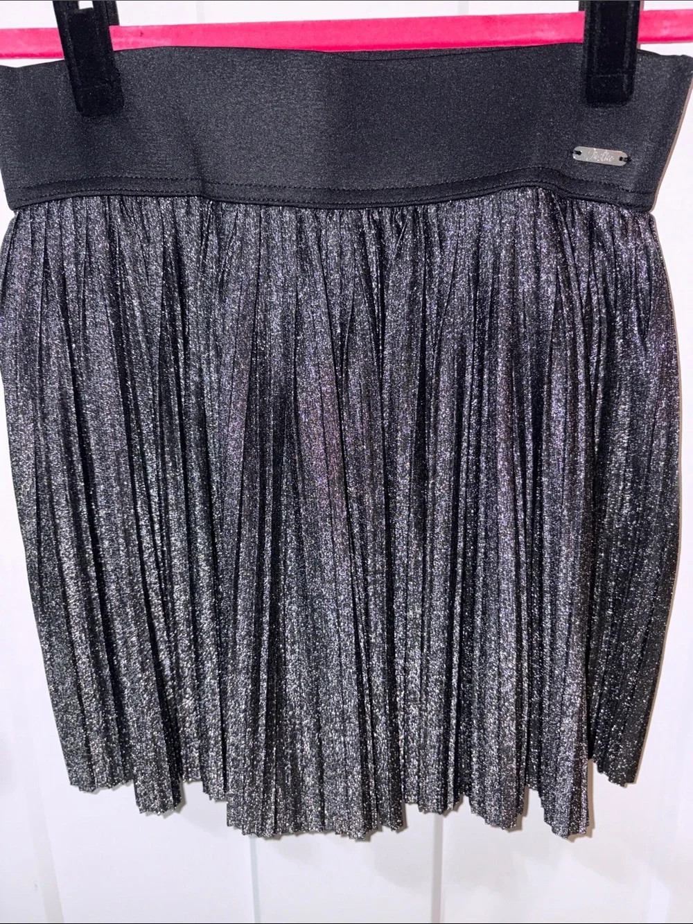 Justice Metallic Black Pleated Skort